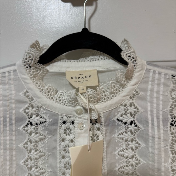 NWT Sezane Chemise Ryu Ecru Blouse Top Size 6 - Picture 4 of 11